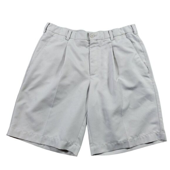 Nike Golf Shorts Mens 34 Medium Gray Chino Dri Fit Pleated Stain* - Picture 1 of 9